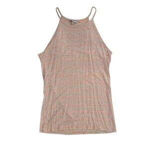BKE Buckle Pink Gray Striped Halter Tank Top Women’s Large